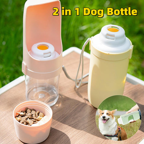 2-in-1 Travel Dog Water Bottle with Feeder – Portable Pet Water Dispenser for Outdoor Use