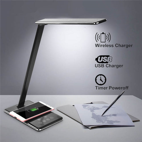 Wireless Charging LED Desk Lamp – Eye Protection Folding Bedside Lamp Compatible with Huawei & Apple Devices