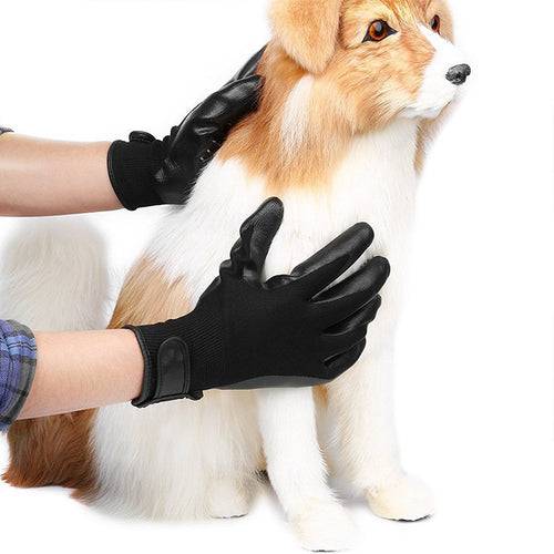 Pet Hair Grooming Glove – Soft Rubber Shedding & Bath Massage Brush for Cats, Dogs & Horses