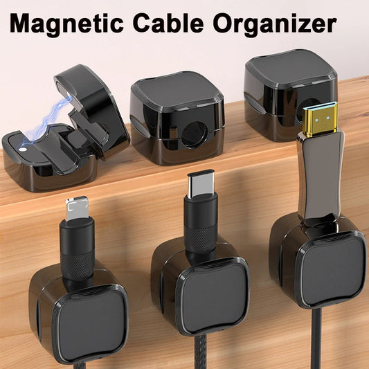 Magnetic Cable Clip Under Desk Cable Management – Adjustable Cord Holder Wire Organizer & Cable Keeper